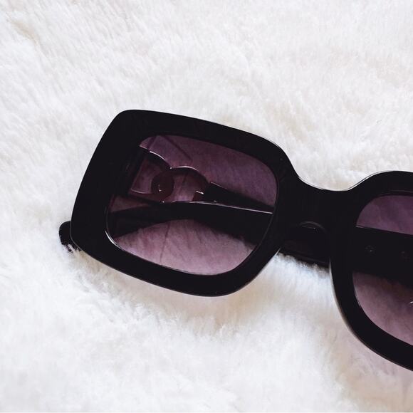 Camille Black Oversized Square Sunglasses - Picture 2 of 11